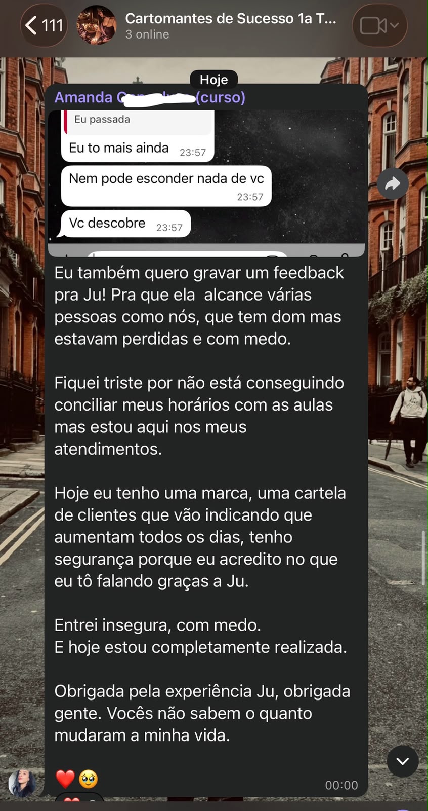 Depoimento de aluna da 1ª turma